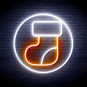 advpro-christmas-sock-ultra-bright-led-neon-sign-fnu0112 - White & Orange