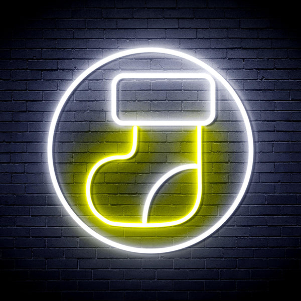 advpro-christmas-sock-ultra-bright-led-neon-sign-fnu0112 - White & Yellow