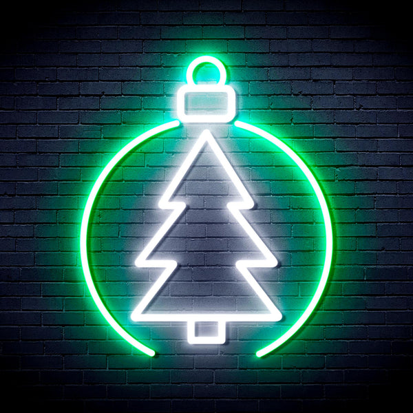 advpro-christmas-tree-ornament-ultra-bright-led-neon-sign-fnu0113 - White & Green