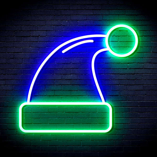 advpro-christmas-hat-ultra-bright-led-neon-sign-fnu0115 - Green & Blue