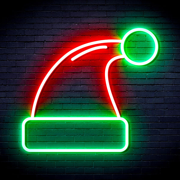 advpro-christmas-hat-ultra-bright-led-neon-sign-fnu0115 - Green & Red