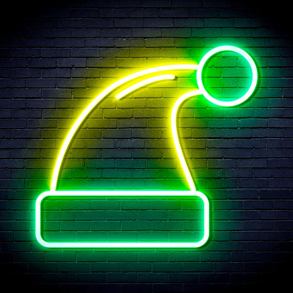 advpro-christmas-hat-ultra-bright-led-neon-sign-fnu0115 - Green & Yellow