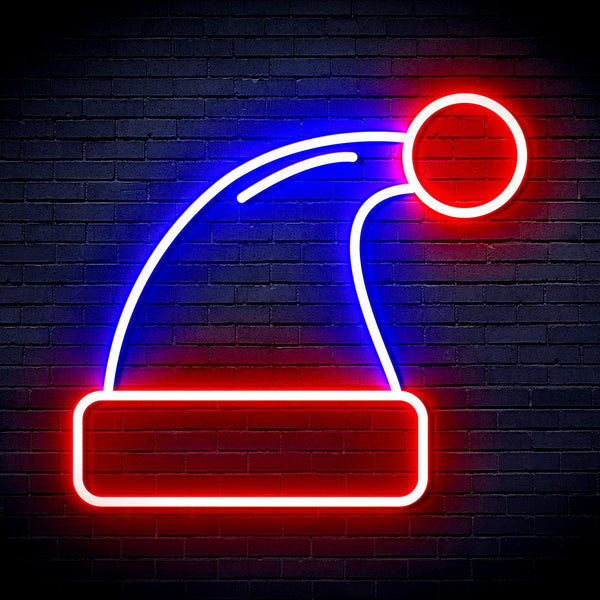 advpro-christmas-hat-ultra-bright-led-neon-sign-fnu0115 - Red & Blue