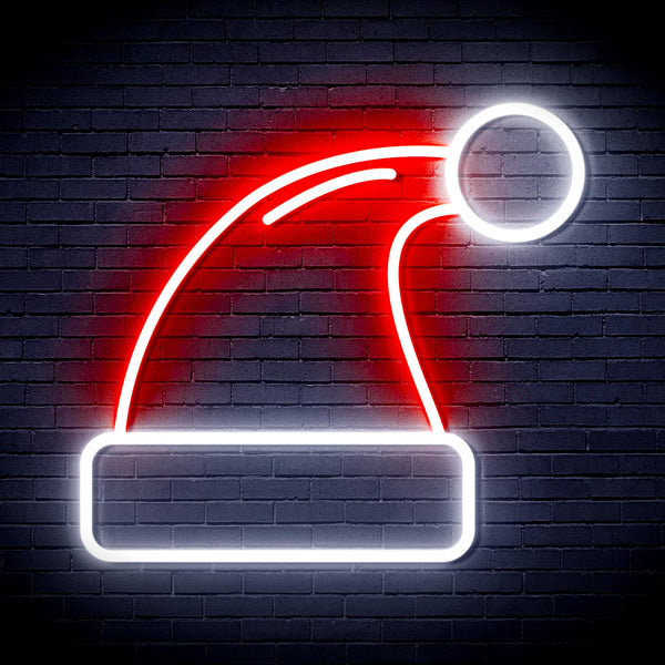 advpro-christmas-hat-ultra-bright-led-neon-sign-fnu0115 - White & Red