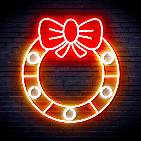 Christmas Holly Wreath with Ribbon Bow fnu0116
