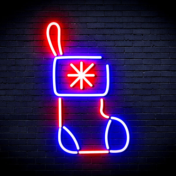 advpro-christmas-sock-ultra-bright-led-neon-sign-fnu0117 - Blue & Red