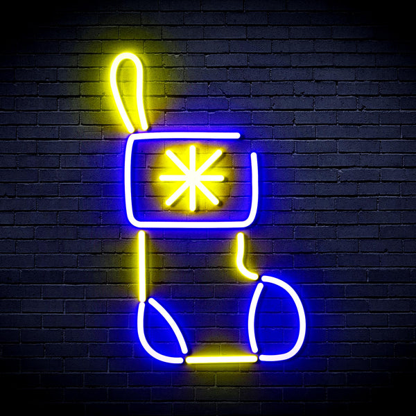 advpro-christmas-sock-ultra-bright-led-neon-sign-fnu0117 - Blue & Yellow