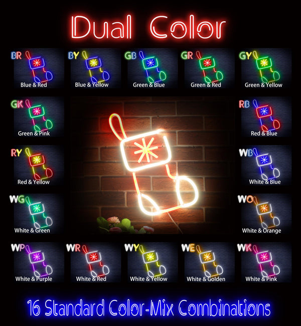 advpro-christmas-sock-ultra-bright-led-neon-sign-fnu0117 - Dual-Color
