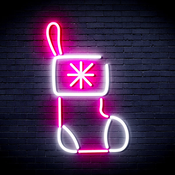 advpro-christmas-sock-ultra-bright-led-neon-sign-fnu0117 - White & Pink
