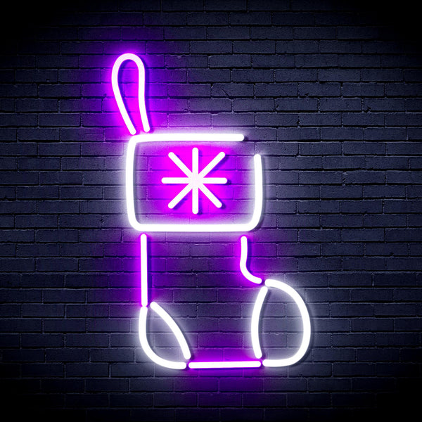 advpro-christmas-sock-ultra-bright-led-neon-sign-fnu0117 - White & Purple