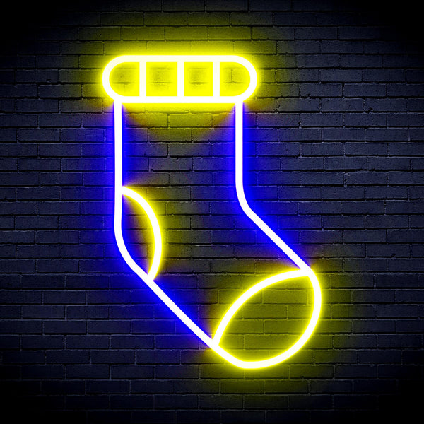 advpro-christmas-sock-ultra-bright-led-neon-sign-fnu0123 - Blue & Yellow