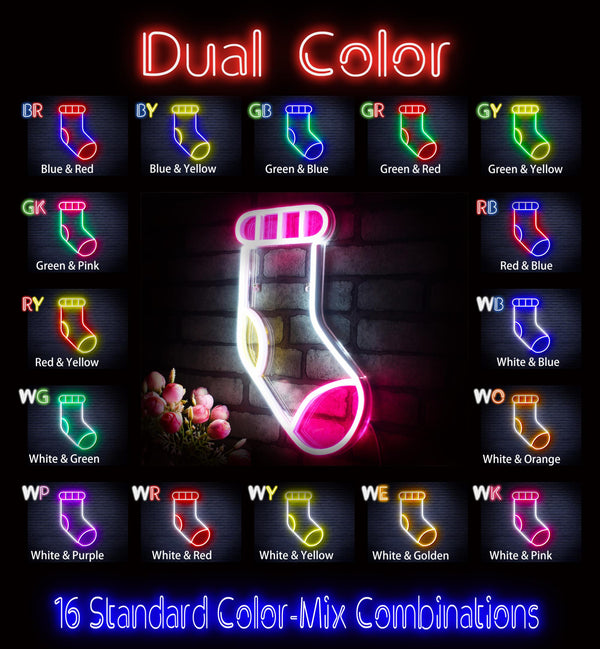 advpro-christmas-sock-ultra-bright-led-neon-sign-fnu0123 - Dual-Color