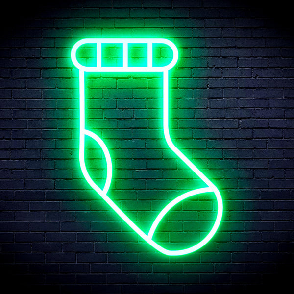 advpro-christmas-sock-ultra-bright-led-neon-sign-fnu0123 - Green