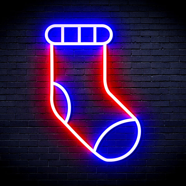 advpro-christmas-sock-ultra-bright-led-neon-sign-fnu0123 - Red & Blue