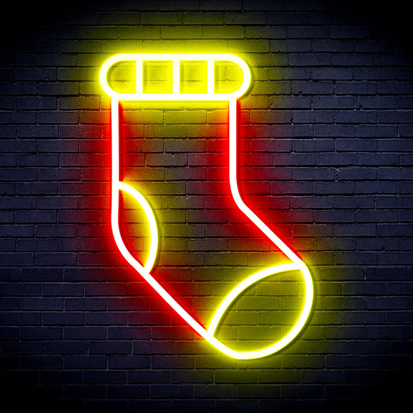 advpro-christmas-sock-ultra-bright-led-neon-sign-fnu0123 - Red & Yellow