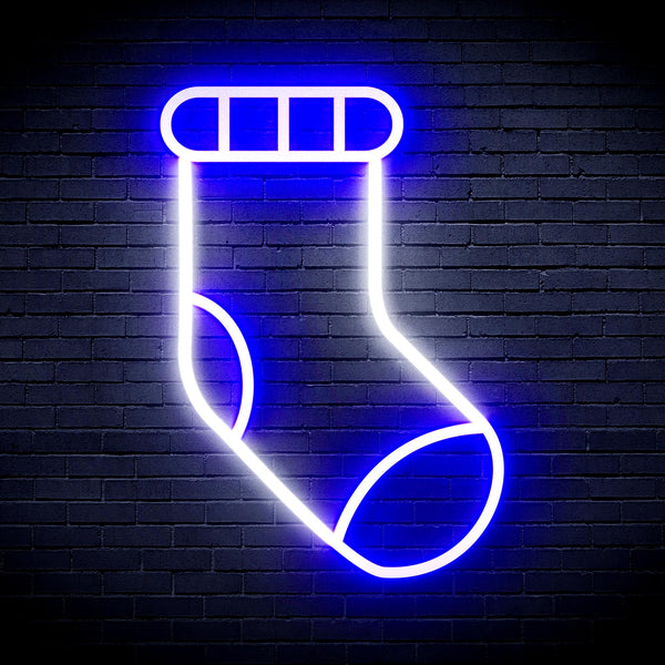 advpro-christmas-sock-ultra-bright-led-neon-sign-fnu0123 - White & Blue