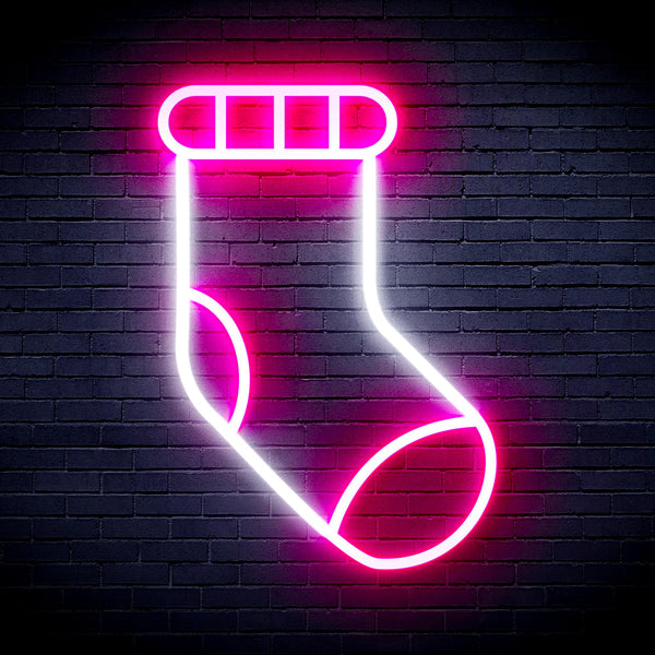 advpro-christmas-sock-ultra-bright-led-neon-sign-fnu0123 - White & Pink