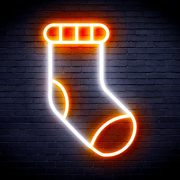 advpro-christmas-sock-ultra-bright-led-neon-sign-fnu0123 - White & Orange