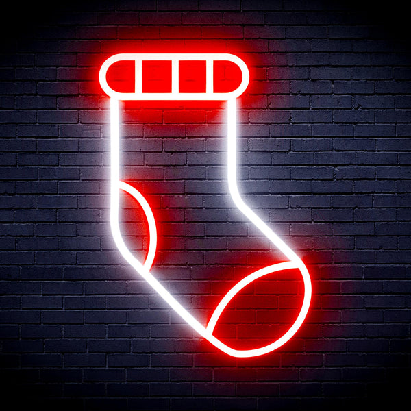 advpro-christmas-sock-ultra-bright-led-neon-sign-fnu0123 - White & Red