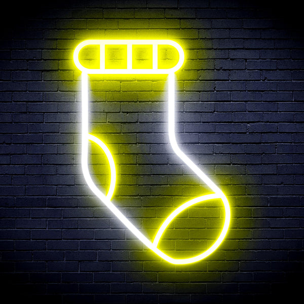 advpro-christmas-sock-ultra-bright-led-neon-sign-fnu0123 - White & Yellow