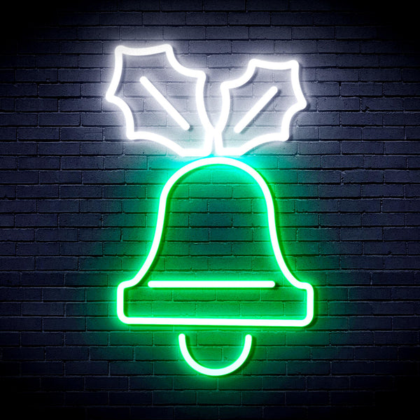 advpro-jingle-bell-ultra-bright-led-neon-sign-fnu0130 - White & Green