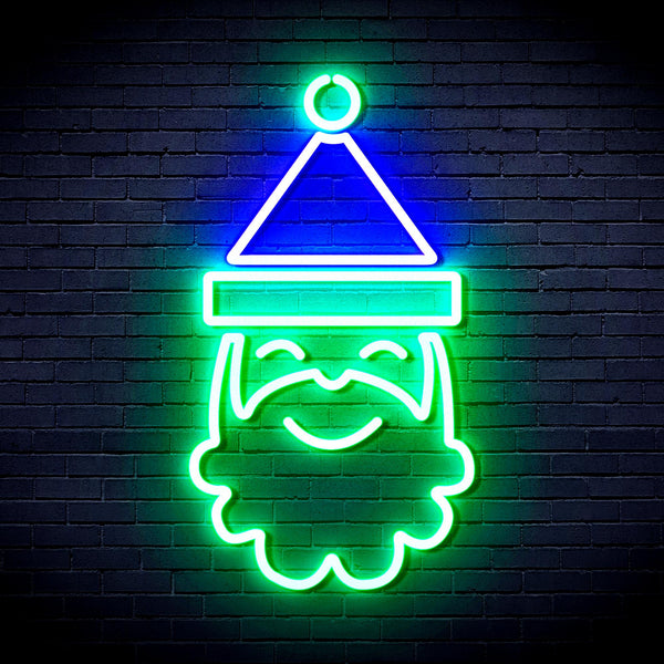 advpro-santa-claus-face-ultra-bright-led-neon-sign-fnu0131 - Green & Blue