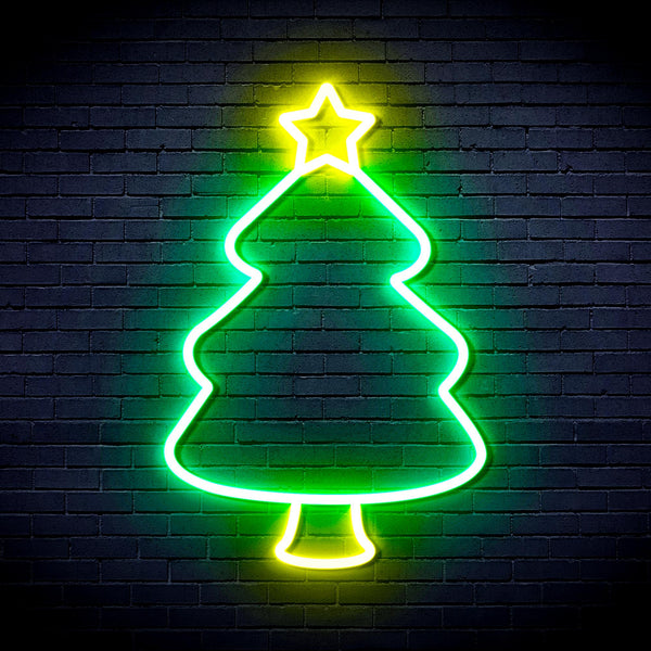 advpro-christmas-tree-ultra-bright-led-neon-sign-fnu0132 - Green & Yellow