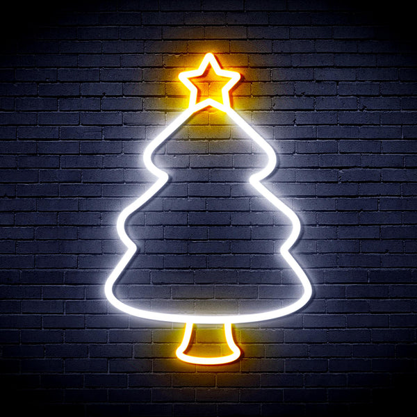advpro-christmas-tree-ultra-bright-led-neon-sign-fnu0132 - White & Golden Yellow