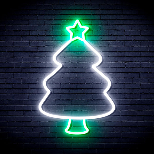 advpro-christmas-tree-ultra-bright-led-neon-sign-fnu0132 - White & Green