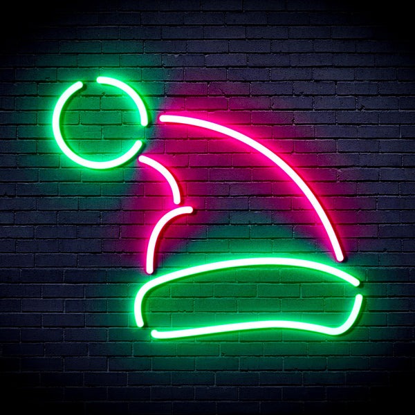 advpro-christmas-hat-ultra-bright-led-neon-sign-fnu0133 - Green & Pink
