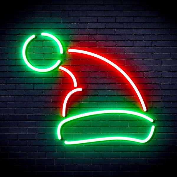advpro-christmas-hat-ultra-bright-led-neon-sign-fnu0133 - Green & Red
