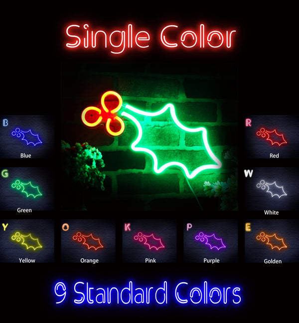 advpro-christmas-holly-leaf-and-berry-ultra-bright-led-neon-sign-fnu0137 - Classic