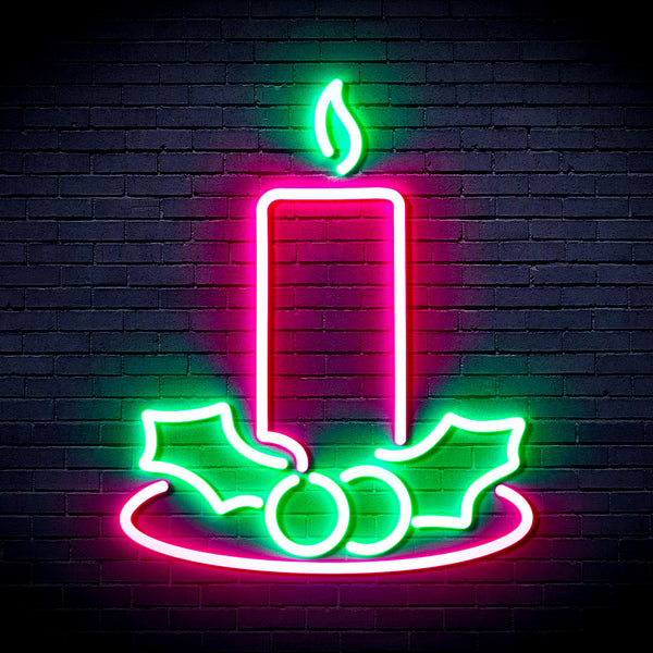 advpro-christmas-candle-ultra-bright-led-neon-sign-fnu0138 - Green & Pink