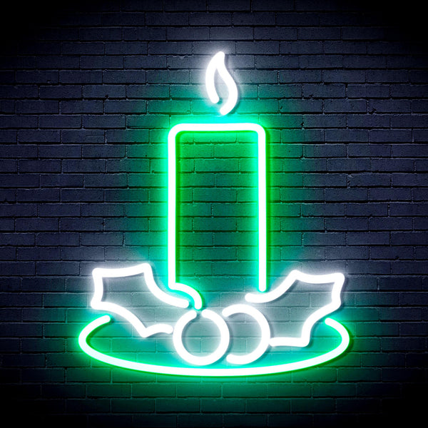 advpro-christmas-candle-ultra-bright-led-neon-sign-fnu0138 - White & Green