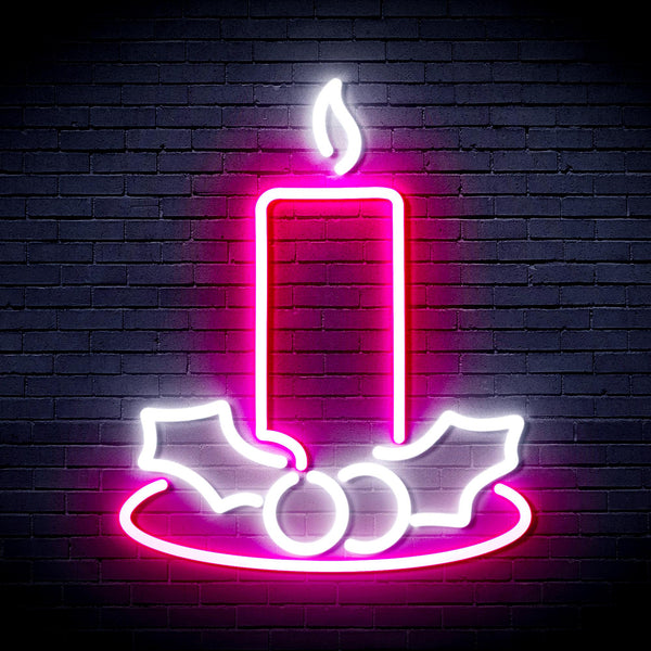 advpro-christmas-candle-ultra-bright-led-neon-sign-fnu0138 - White & Pink