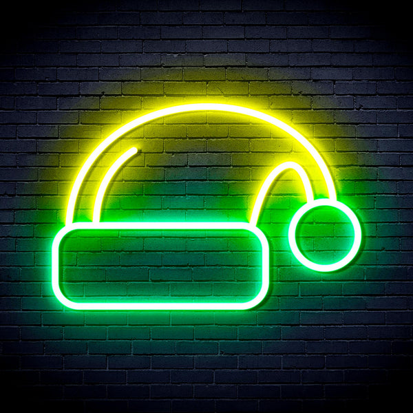 advpro-christmas-hat-ultra-bright-led-neon-sign-fnu0142 - Green & Yellow