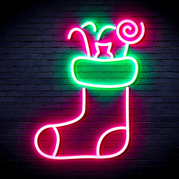 advpro-christmas-hat-with-cndies-ultra-bright-led-neon-sign-fnu0145 - Green & Pink