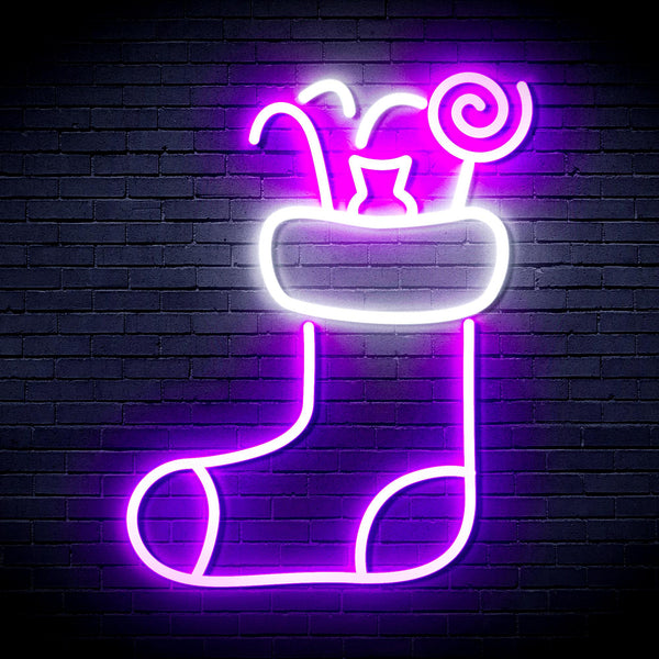 advpro-christmas-hat-with-cndies-ultra-bright-led-neon-sign-fnu0145 - White & Purple
