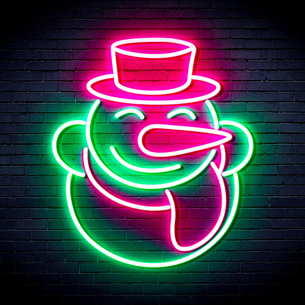 advpro-snow-man-ultra-bright-led-neon-sign-fnu0149 - Green & Pink