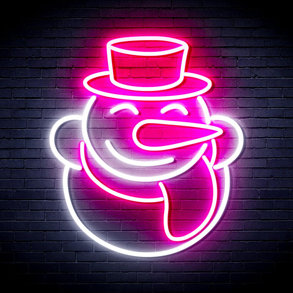 advpro-snow-man-ultra-bright-led-neon-sign-fnu0149 - White & Pink
