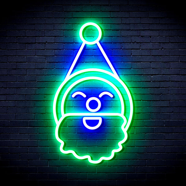advpro-santa-claus-face-ultra-bright-led-neon-sign-fnu0153 - Green & Blue