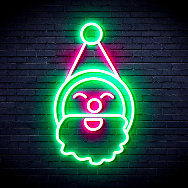 advpro-santa-claus-face-ultra-bright-led-neon-sign-fnu0153 - Green & Pink