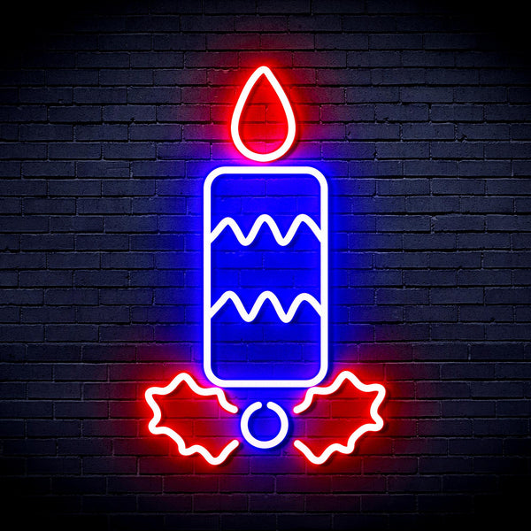 advpro-christmas-candle-ultra-bright-led-neon-sign-fnu0156 - Blue & Red