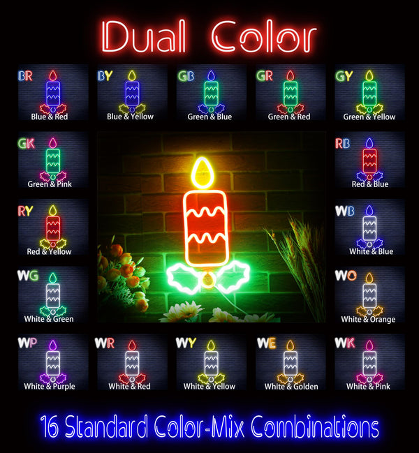advpro-christmas-candle-ultra-bright-led-neon-sign-fnu0156 - Dual-Color