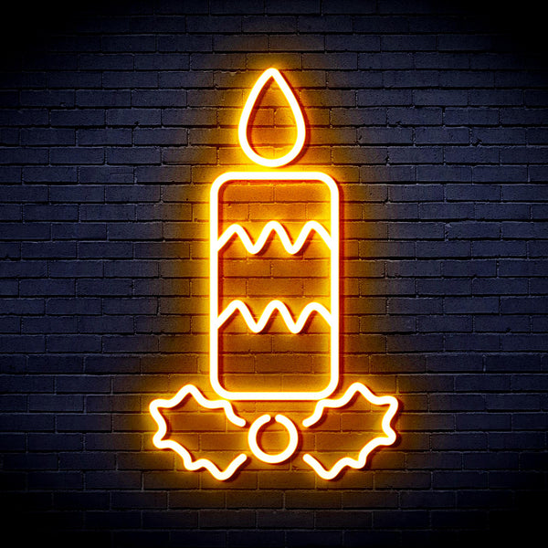 advpro-christmas-candle-ultra-bright-led-neon-sign-fnu0156 - Golden Yellow