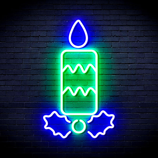 advpro-christmas-candle-ultra-bright-led-neon-sign-fnu0156 - Green & Blue