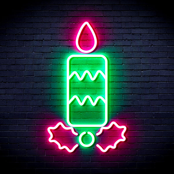 advpro-christmas-candle-ultra-bright-led-neon-sign-fnu0156 - Green & Pink