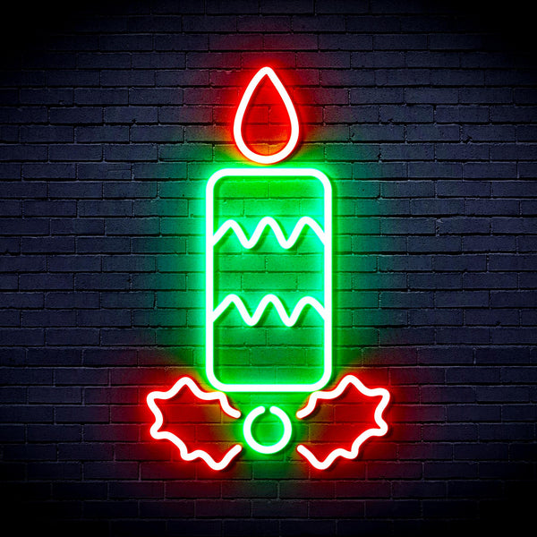 advpro-christmas-candle-ultra-bright-led-neon-sign-fnu0156 - Green & Red
