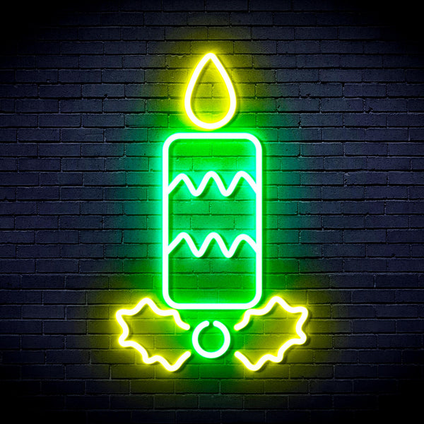 advpro-christmas-candle-ultra-bright-led-neon-sign-fnu0156 - Green & Yellow