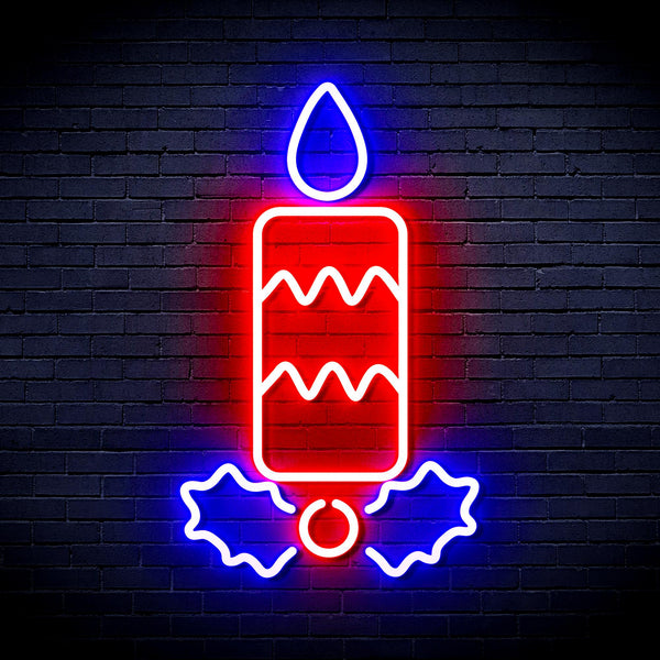 advpro-christmas-candle-ultra-bright-led-neon-sign-fnu0156 - Red & Blue